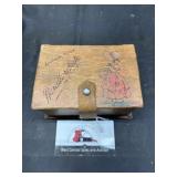 Vintage leather hankie box with misc hankies