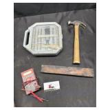 Socket set, hammer, level, multimeter