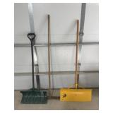 Shovels and rake