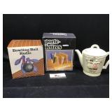 Bowling Ball Radio, Teapot & Misc