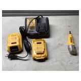Dewalt batteries, charger and drill adapter