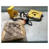 Bilge pump, steel ban and clips, rain suit and