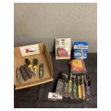 Nut drivers, utility knives, tape measures