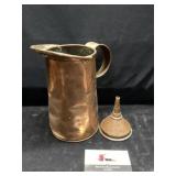 Copper pitcher and funnel