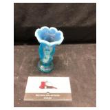 Fenton blue opalescent mini hand vase