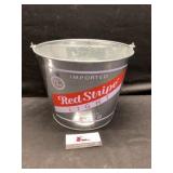 Red stripes galvanized pail