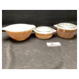 Pyrex colonial woodland brown casserole dishes/