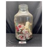 Large Glass Jar With Advertising Match Books