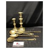 Brass candlesticks and items