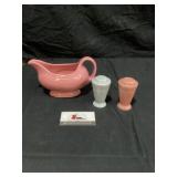 Fiesta gravy dish with salt and pepper shakers