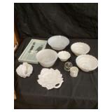 White milk, glass dishes