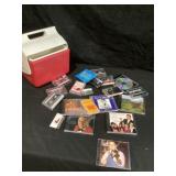 CDs and cassettes and cooler