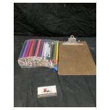 Colored pencils with clipboard