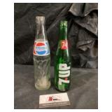 Pepsi-Cola and 7-Up collector bottles