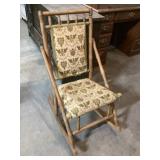 Antique Victorian tapestry bamboo rocker 1870s t