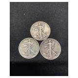 Three 1933-S Walking Liberty Half