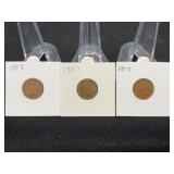 Three 1907 Indian Head Penny
