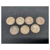 Group of 7 1909 Lincoln Pennies