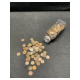 Jar of over 500 Wheat Pennies