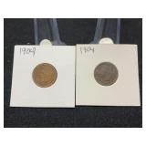 Two 1904 Indian Head Penny