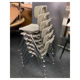 6  stackable chairs, 16 inch seat to floor Virgo