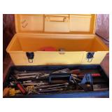 Plastic Toolbox with Misc Hardware and Hand Tools