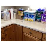 Cleaning supplies, dishwasher packs, paper