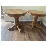 Round oak side tables