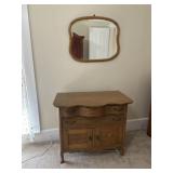 Antique wash stone with hanging mirror