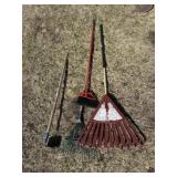 Rakes, hoe, broom