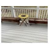 Barn wood benches and sunflower table