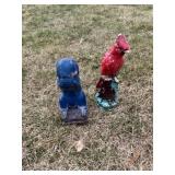 Squirrel and Cardinal garden decor