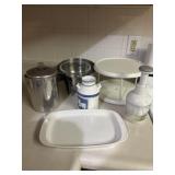 Lazy Susan, chopper, bowls, misc