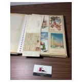 Vintage cards in book