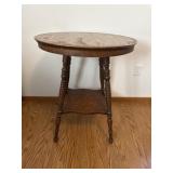 Antique Round ornate side table with spindle legs