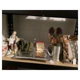 Serving tray, coffee mugs, misc