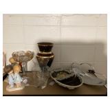 Stoneware server, vases, misc