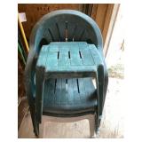 Plastic lawn chairs and side table