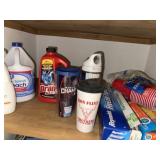 Cleaning supplies, cups, misc