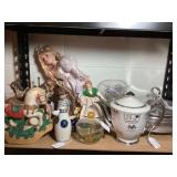 Carousel horses, dolls, glassware