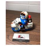 Ceramic police motorcycle bank