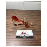 MCM orange glass birds