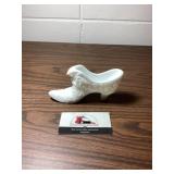 Fenton milk glass boot