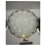 Vintage milk glass deviled egg plate