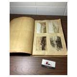 Scrapbook with vintage photos and postcards