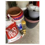 Buckets and misc planting items, bird feed