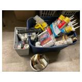 Tote of Painting and Caulking Supplies