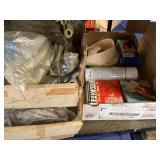 Drywall repair, phone accessories, shelf contents