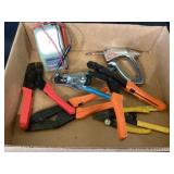 Battery tester, wire stripper, crimpers