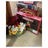 Holiday lighted decor/ artificial flowers